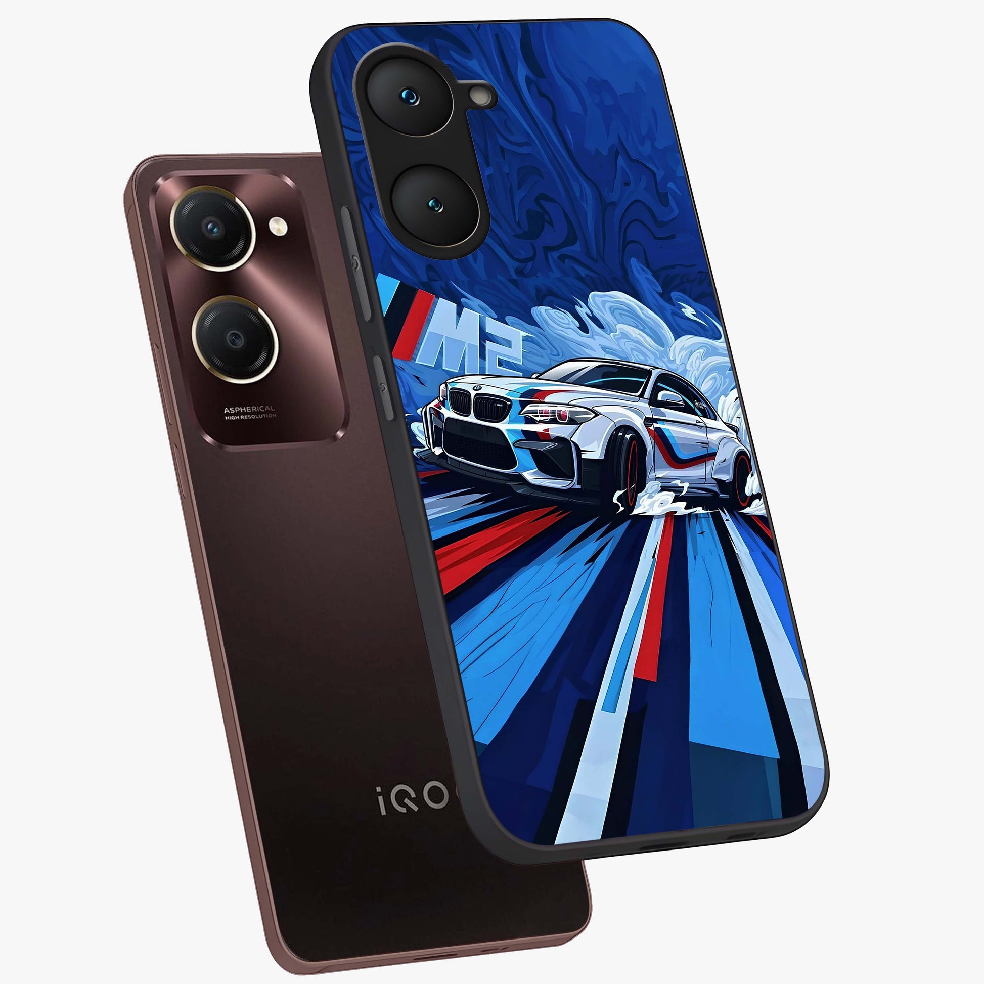 Drift Power Rush Glass Case displayed in angled mockup highlighting powerful drift car design with sporty aesthetic style.