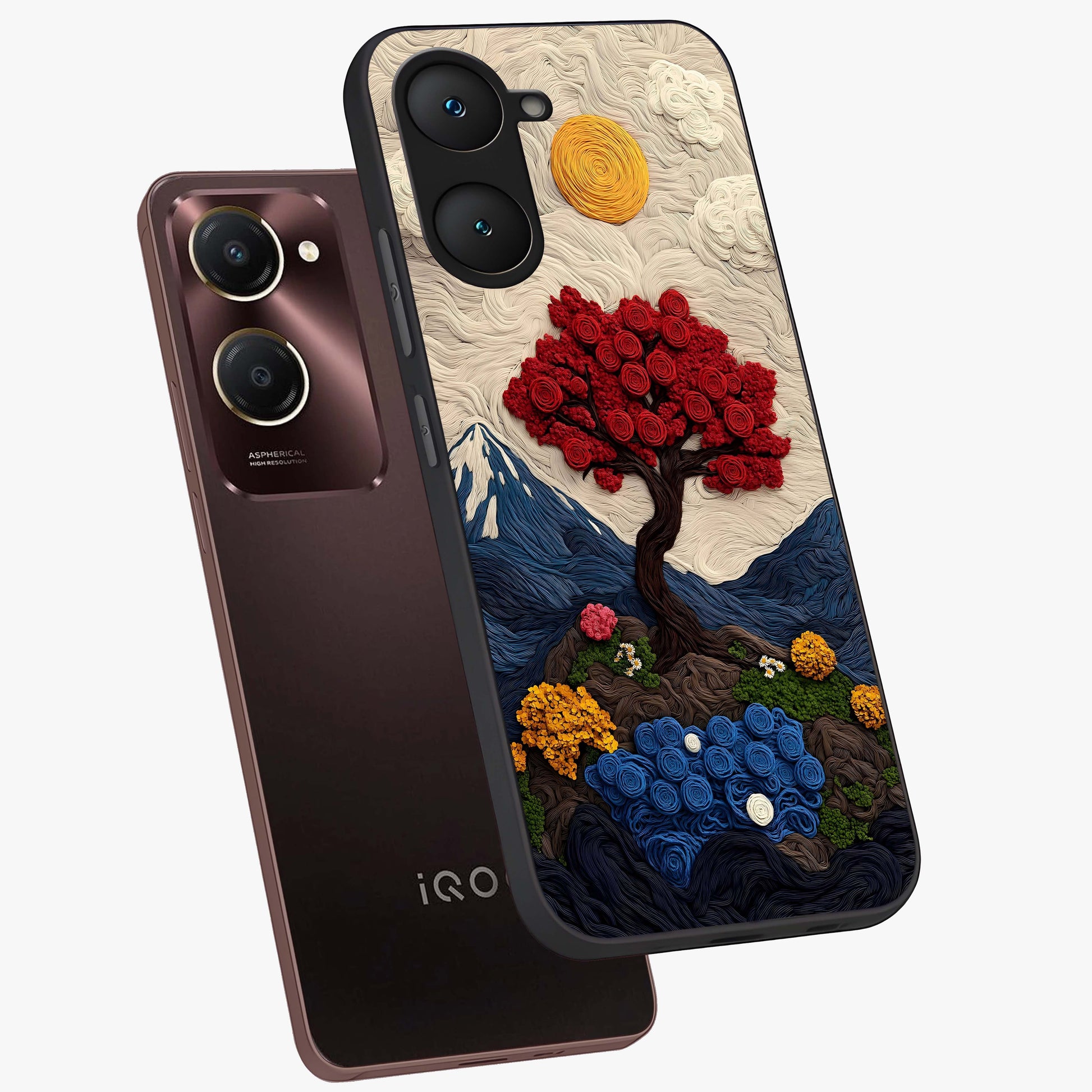 Eternal Nature Tapestry Glass Case displayed in angled mockup highlighting detailed botanical pattern with artistic aesthetic.