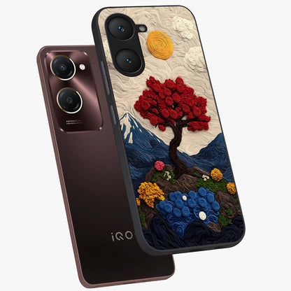 Eternal Nature Tapestry Glass Case displayed in angled mockup highlighting detailed botanical pattern with artistic aesthetic.