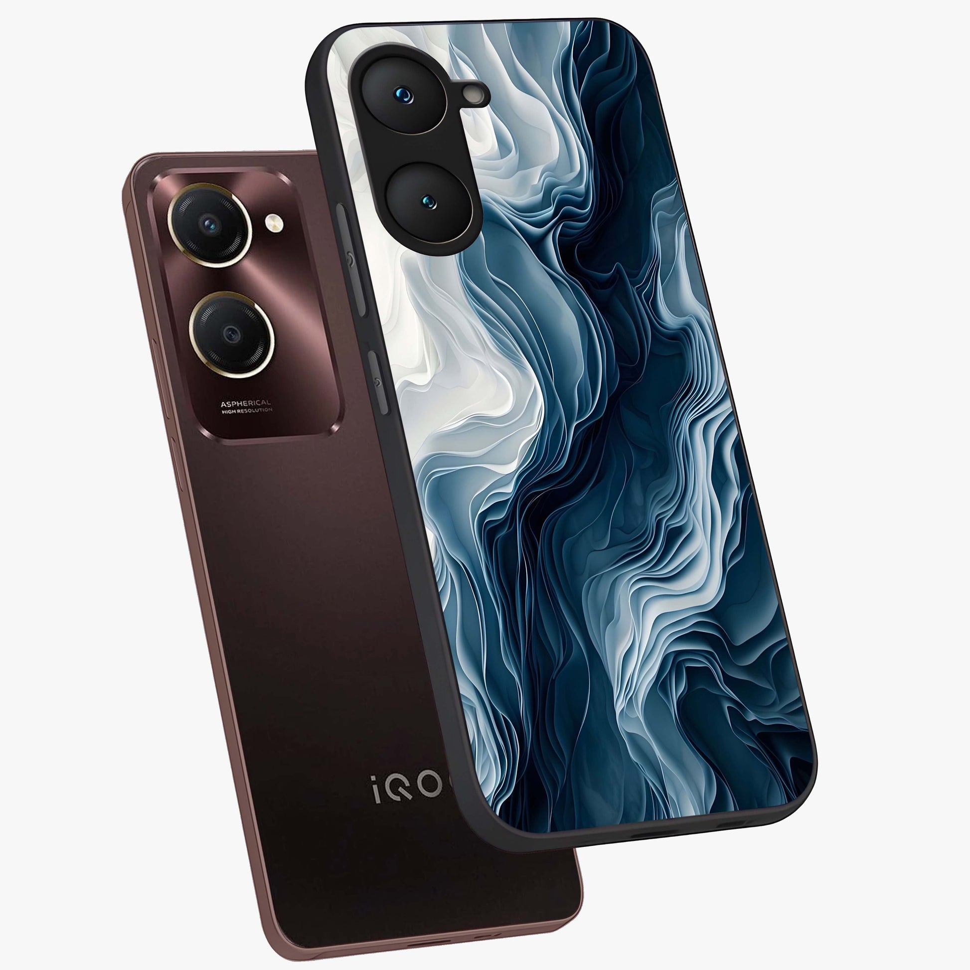 Ethereal Paper Marble Glass Case displayed in angled mockup highlighting elegant marble pattern with modern aesthetic style.