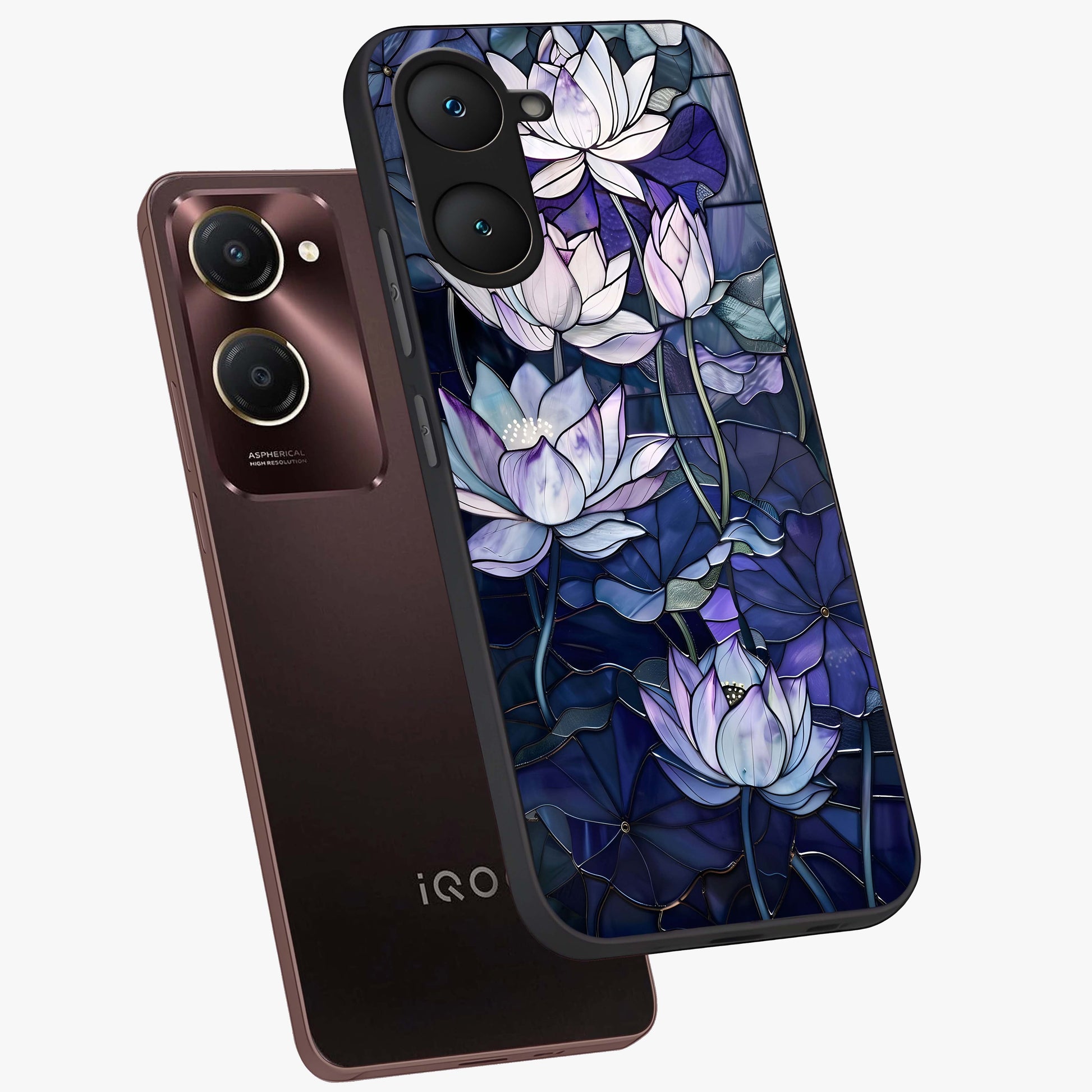 Gloss Petal Rush Glass Case displayed in angled mockup highlighting vibrant petal design with elegant floral aesthetic.