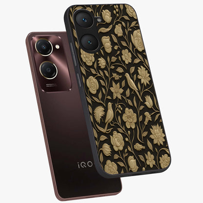 Golden Evil Eye Mandala Glass Case displayed in angled mockup highlighting protective evil eye symbol with golden mandala design.