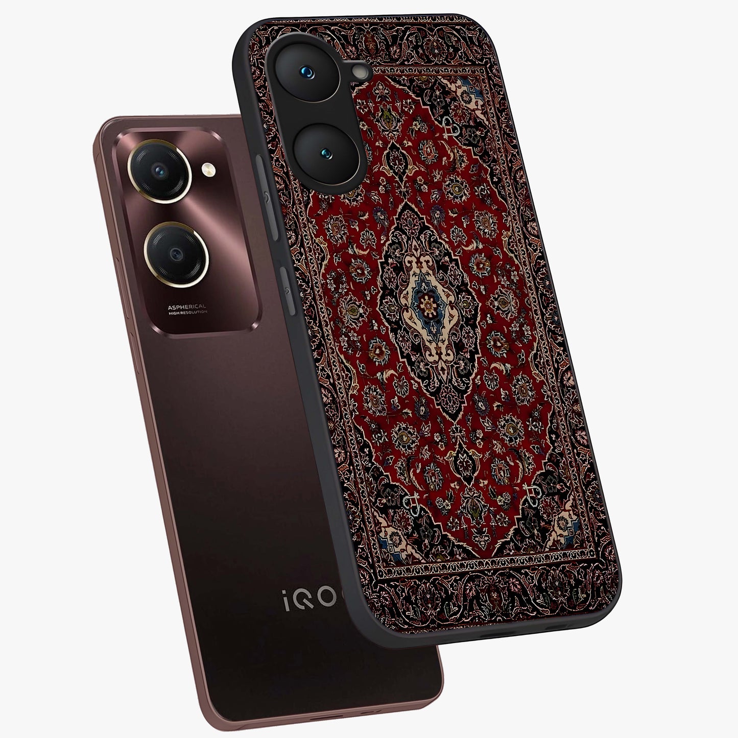 Heritage Carpet Royale Glass Case displayed in angled mockup highlighting intricate royal carpet design with heritage aesthetic.