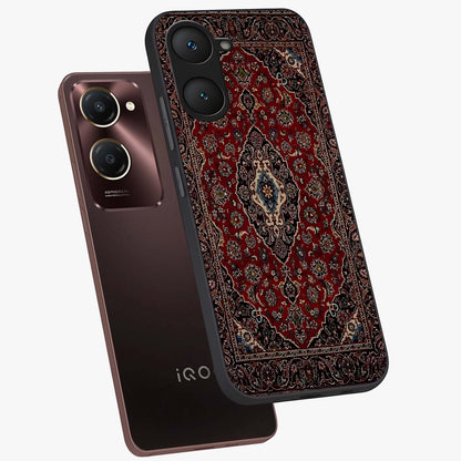 Heritage Carpet Royale Glass Case displayed in angled mockup highlighting intricate royal carpet design with heritage aesthetic.