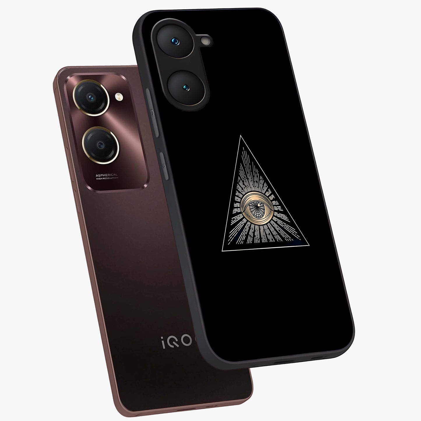 Illuminati Evil Glass Case displayed in angled mockup highlighting dark occult inspired design with bold aesthetic style.