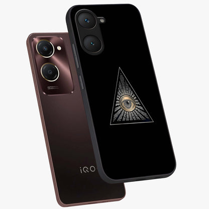 Illuminati Evil Glass Case displayed in angled mockup highlighting dark occult inspired design with bold aesthetic style.