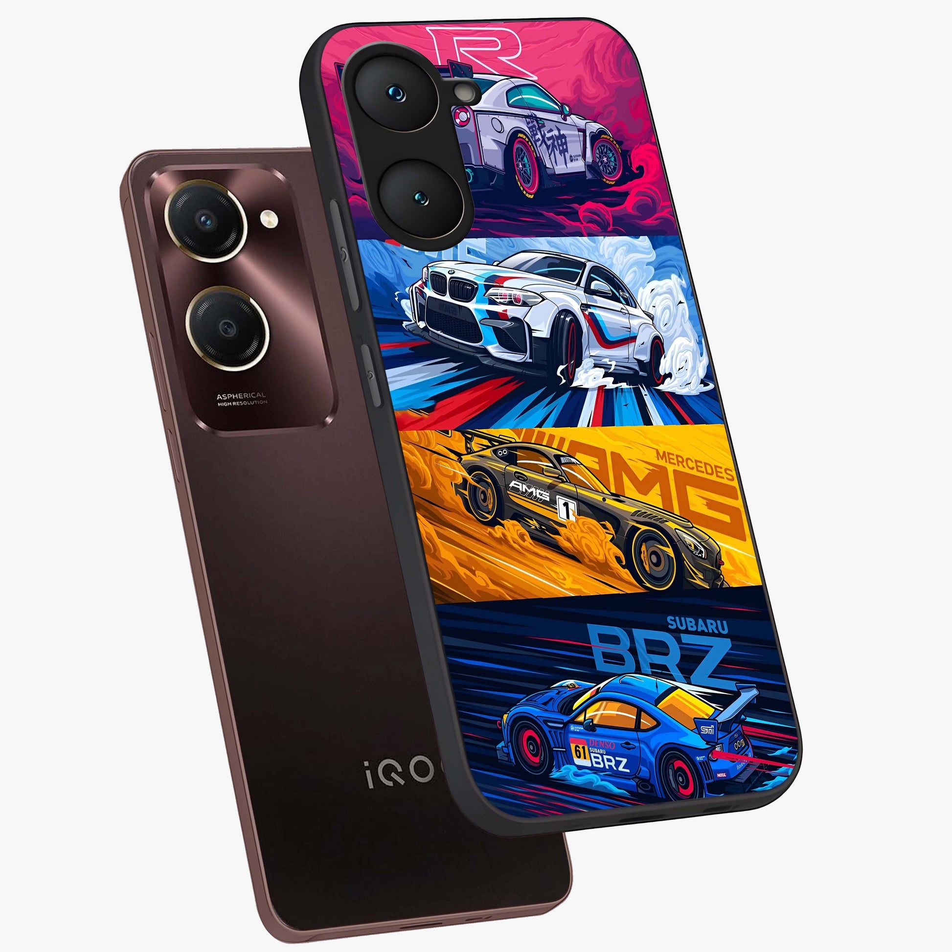 JDM Sports Car Glass Case displayed in angled mockup highlighting sleek Japanese racing car design with automotive aesthetic.