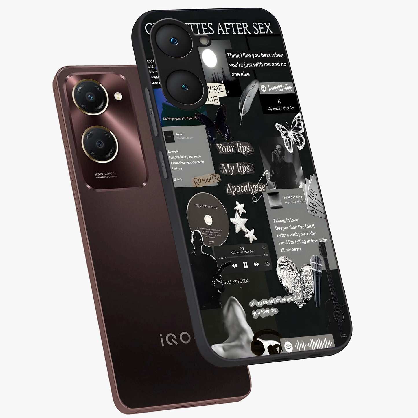 Midnight Love Echo Glass Case displayed in angled mockup highlighting elegant love inspired design with deep aesthetic style.