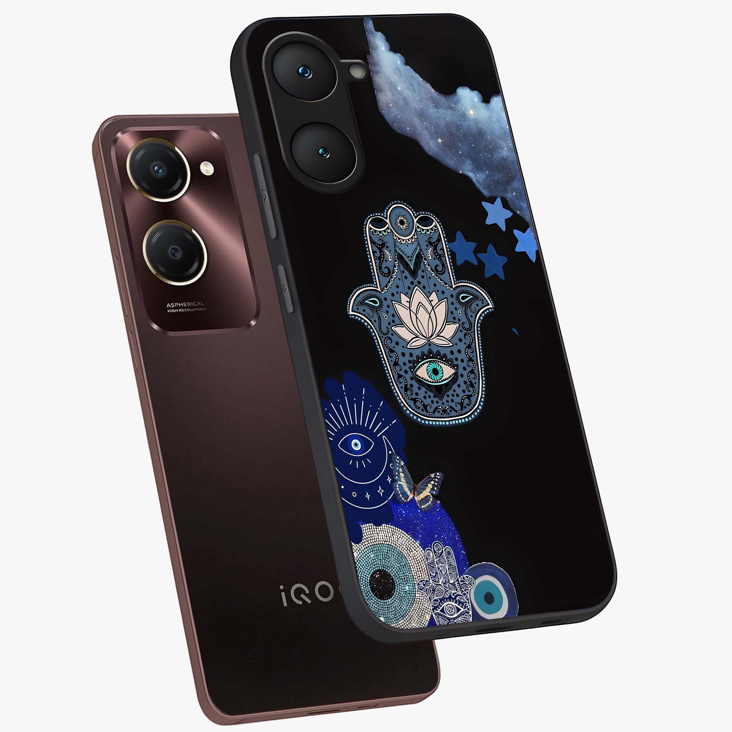 Mystic Hand Aura Glass Case displayed in angled mockup highlighting magical aura design with spiritual aesthetic style.