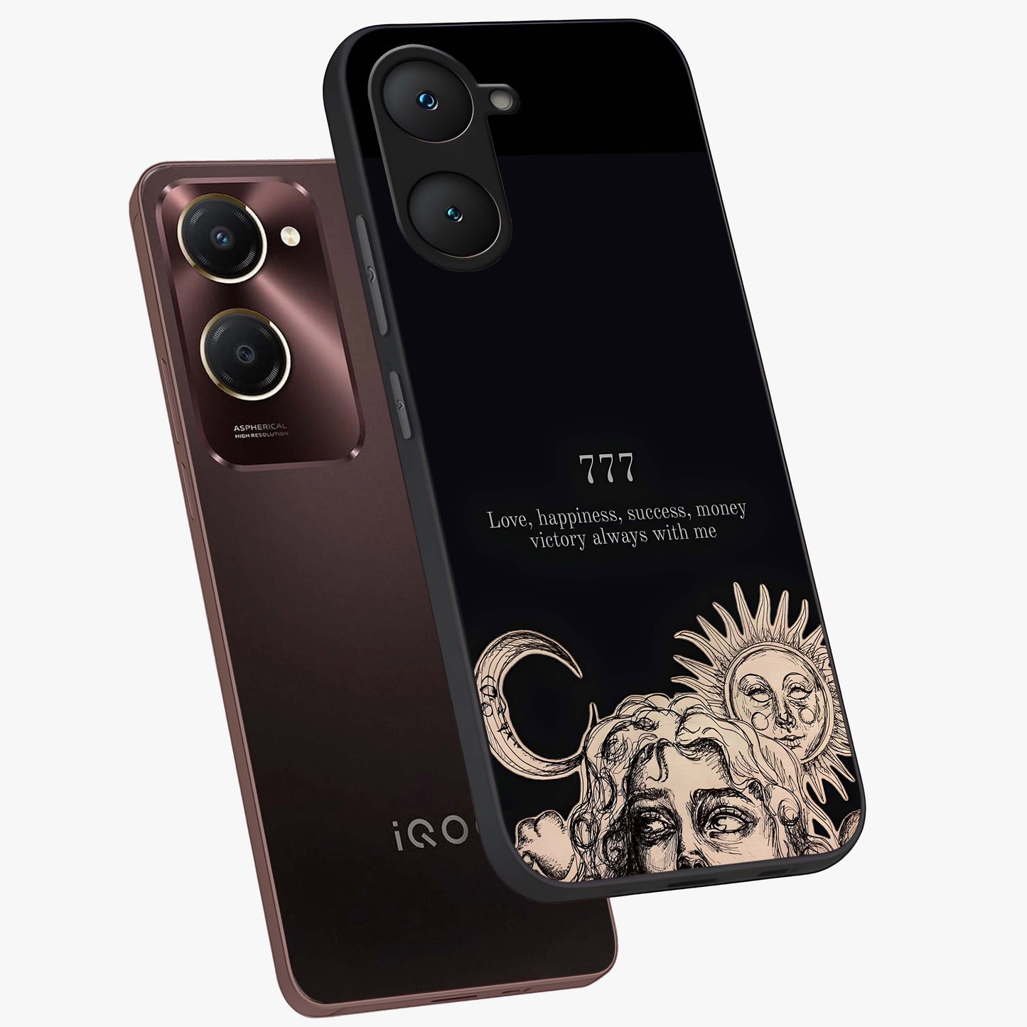 Mystic Victory Aura Glass Case displayed in angled mockup highlighting energetic aura design with bold mystical aesthetic.