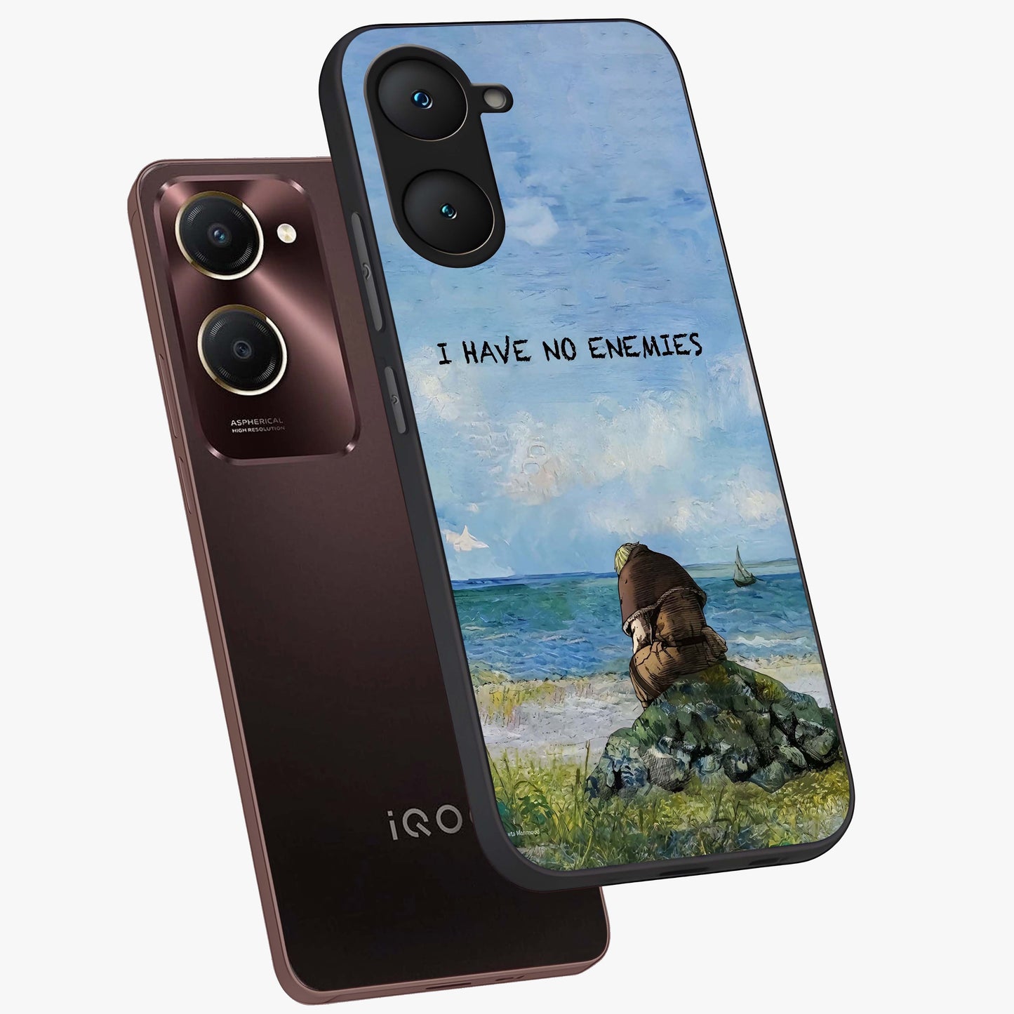 Peace Beyond War Glass Case displayed in angled mockup highlighting meaningful message design with artistic aesthetic style.