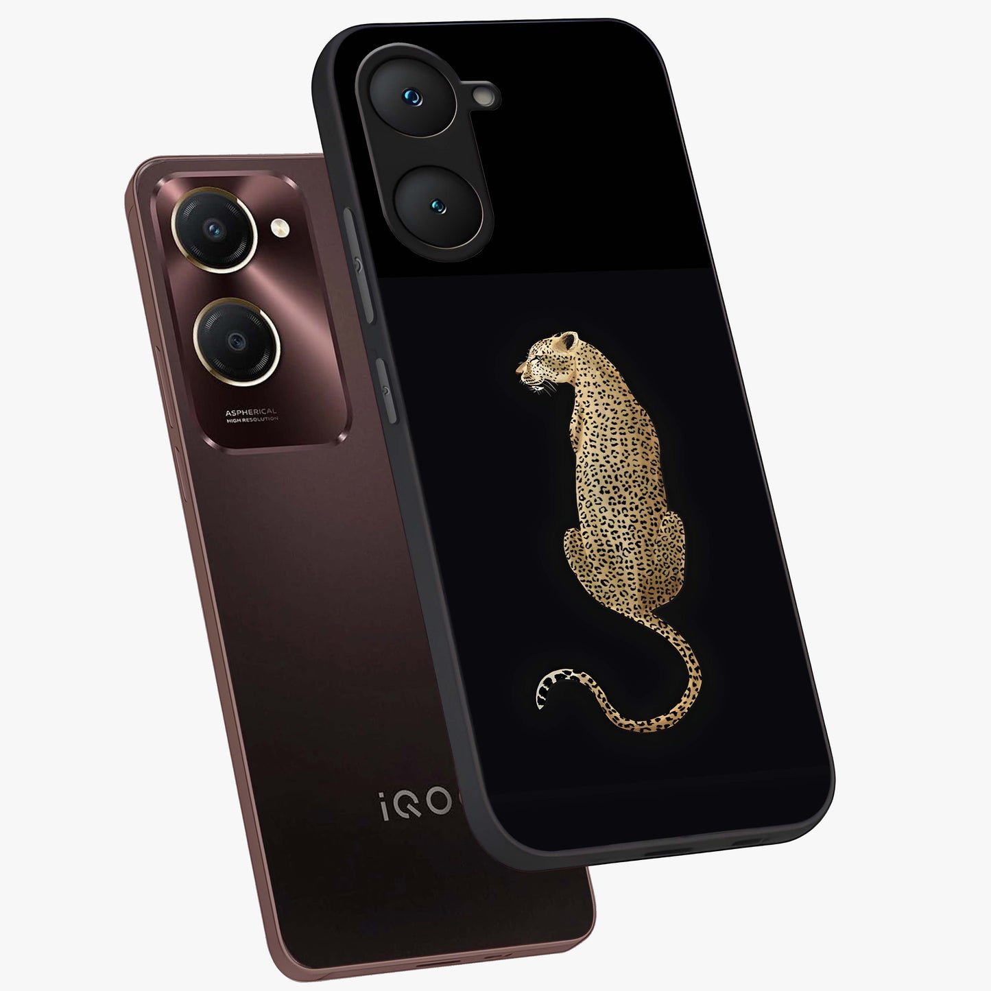Regal Leopard Glass Case displayed in angled mockup highlighting powerful animal illustration with stylish wild aesthetic.