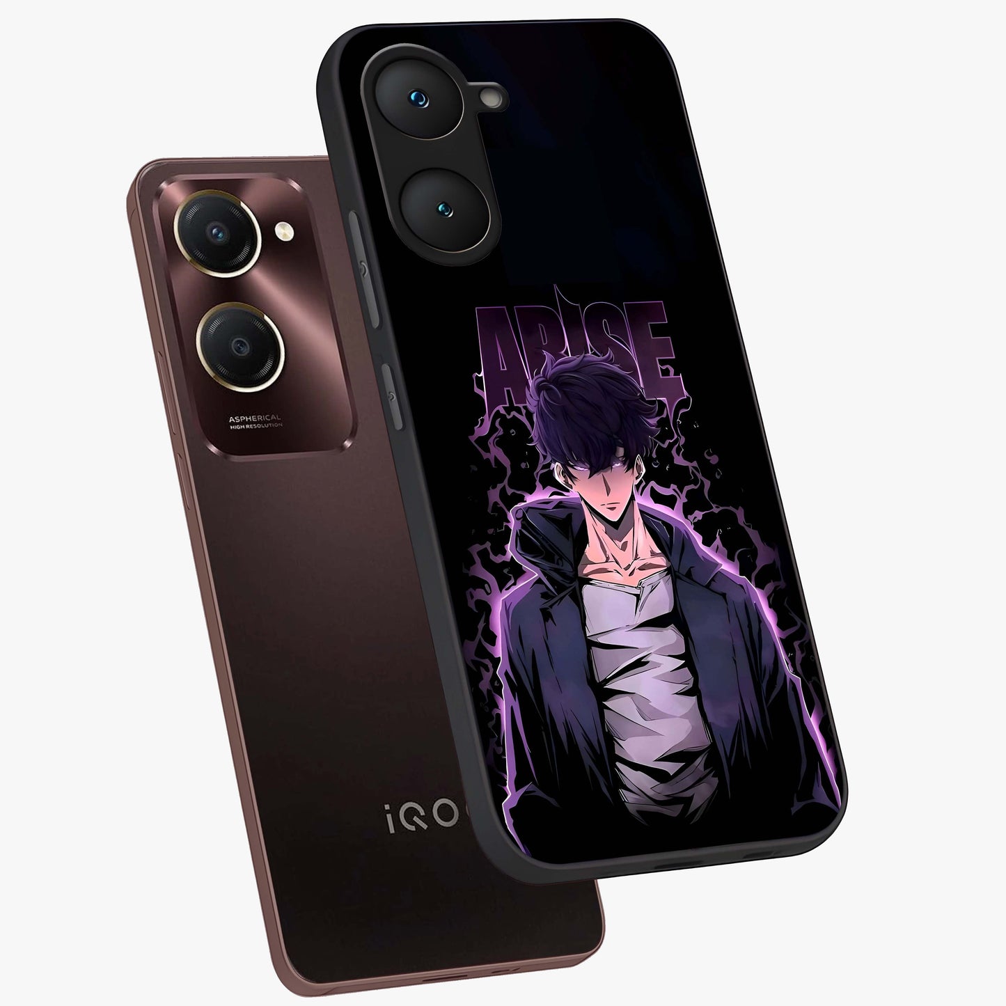 Shadow Monarch Awakening Glass Case displayed in angled mockup highlighting dramatic shadow warrior design with fantasy aesthetic.