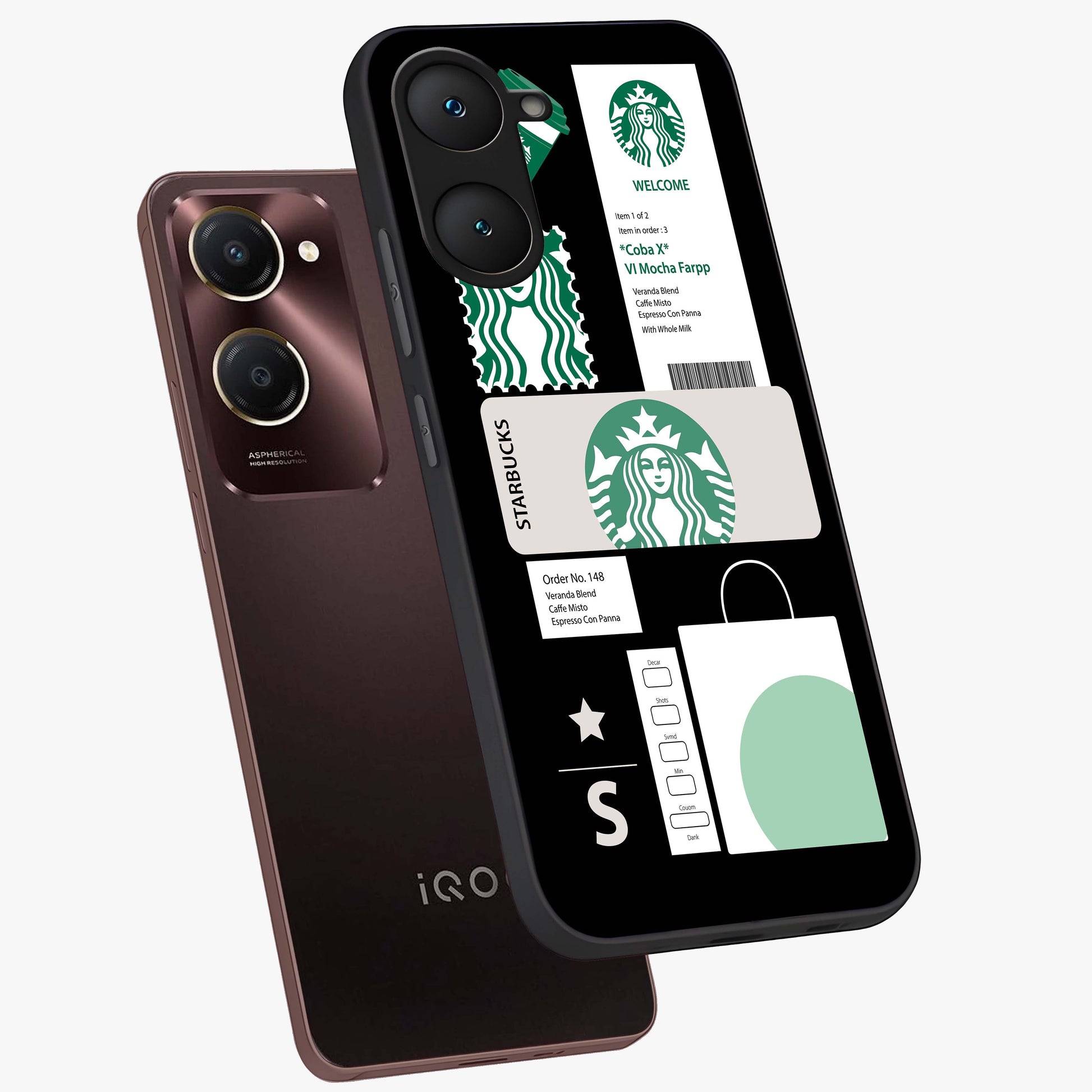 Starbucks Mocha Glass Case displayed in angled mockup highlighting stylish mocha themed design with cozy café aesthetic.