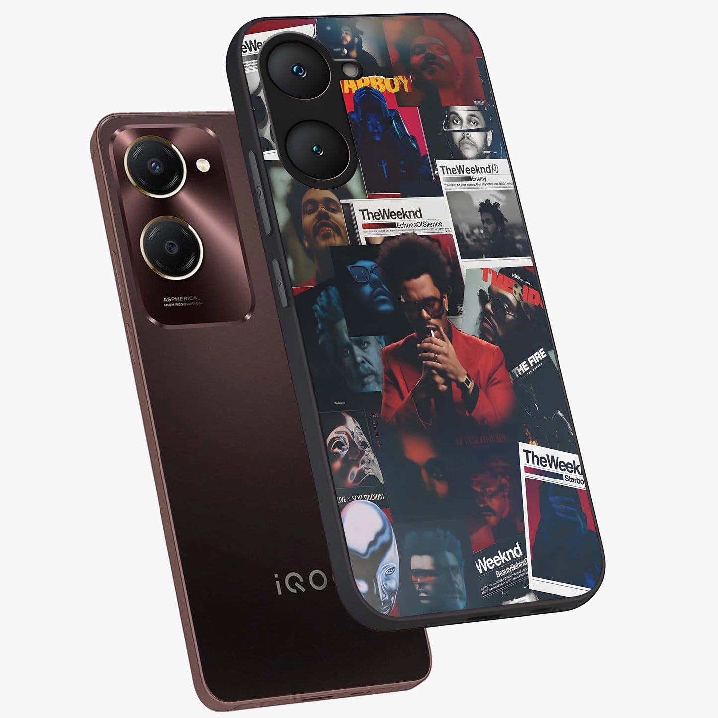 The Weeknd Glass Case displayed in angled mockup highlighting stylish pop culture inspired design with modern aesthetic.