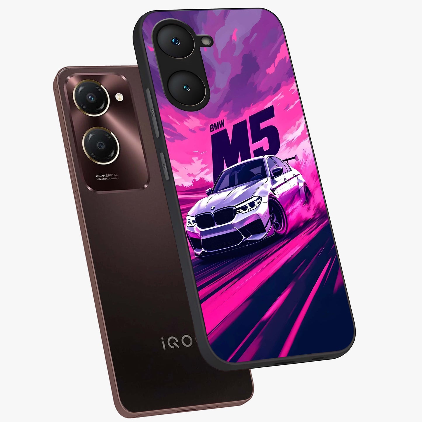 Velocity Drift Pulse Glass Case displayed in angled mockup highlighting dynamic drift design with sporty automotive aesthetic.