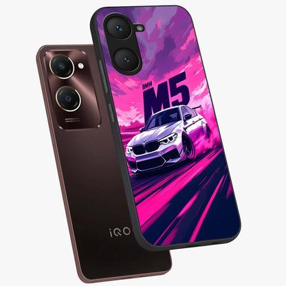 Velocity Drift Pulse Glass Case displayed in angled mockup highlighting dynamic drift design with sporty automotive aesthetic.