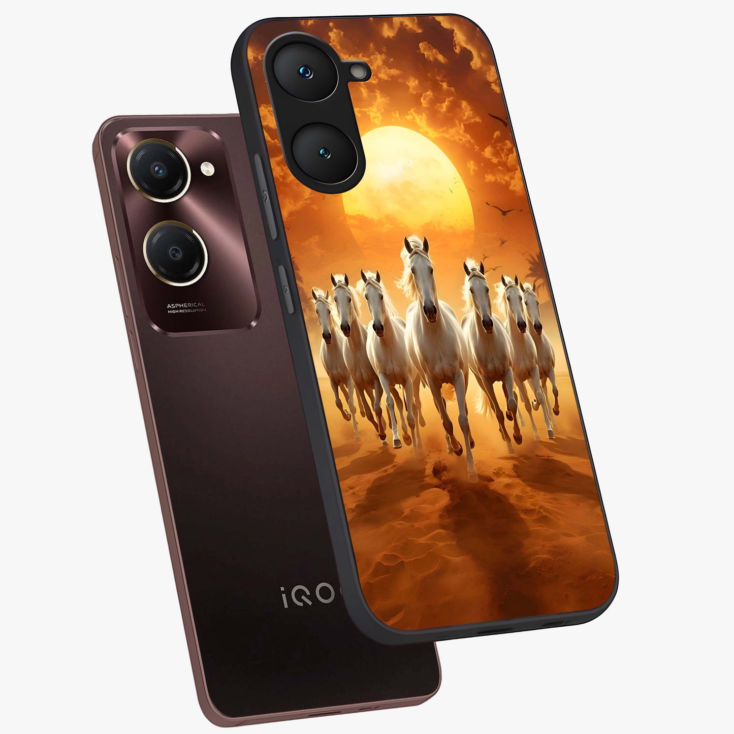 Wild Sunset Majesty Glass Case displayed in angled mockup highlighting vibrant sunset sky design with scenic aesthetic.