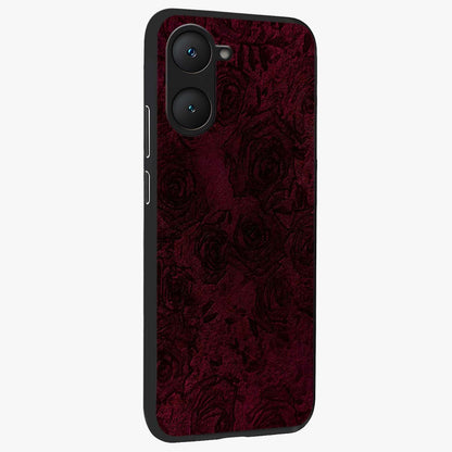 Crimson Fade Flow Glass Case upright view showcasing dynamic crimson flow artwork with stylish abstract theme.