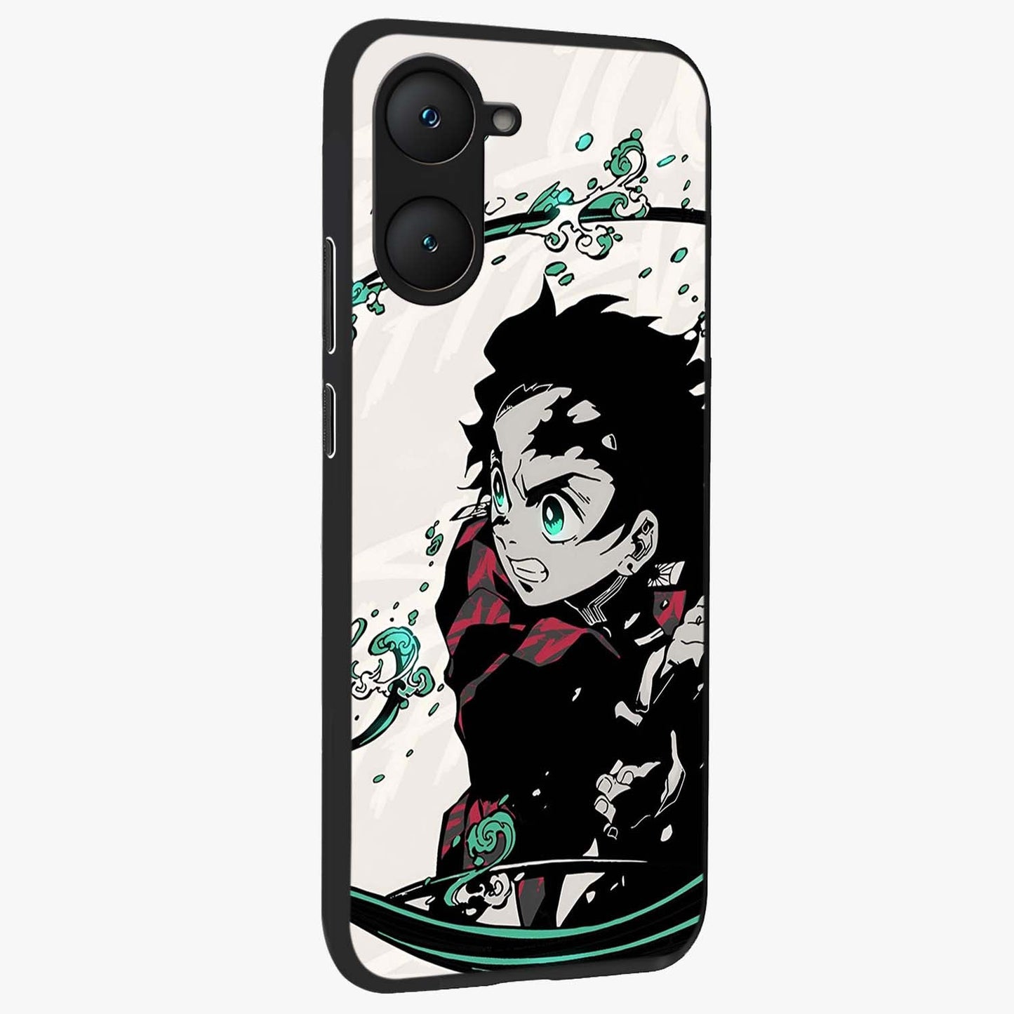 Demon Slayer Glass Case upright view showcasing powerful anime artwork with intense warrior theme.