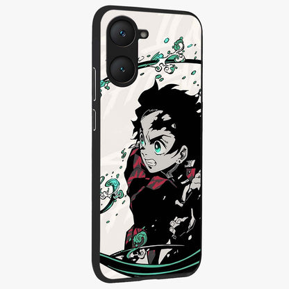 Demon Slayer Glass Case upright view showcasing powerful anime artwork with intense warrior theme.