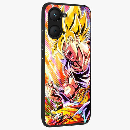 Firing Goku Glass Case upright view showcasing energetic anime artwork with bold warrior theme.