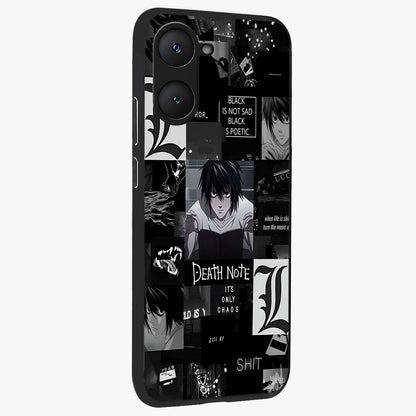 Midnight Chaos Mind Glass Case upright view showcasing expressive abstract artwork with bold dark theme.