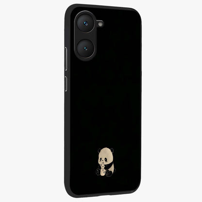Midnight Panda Love Glass Case upright view showcasing charming panda artwork with playful romantic theme.