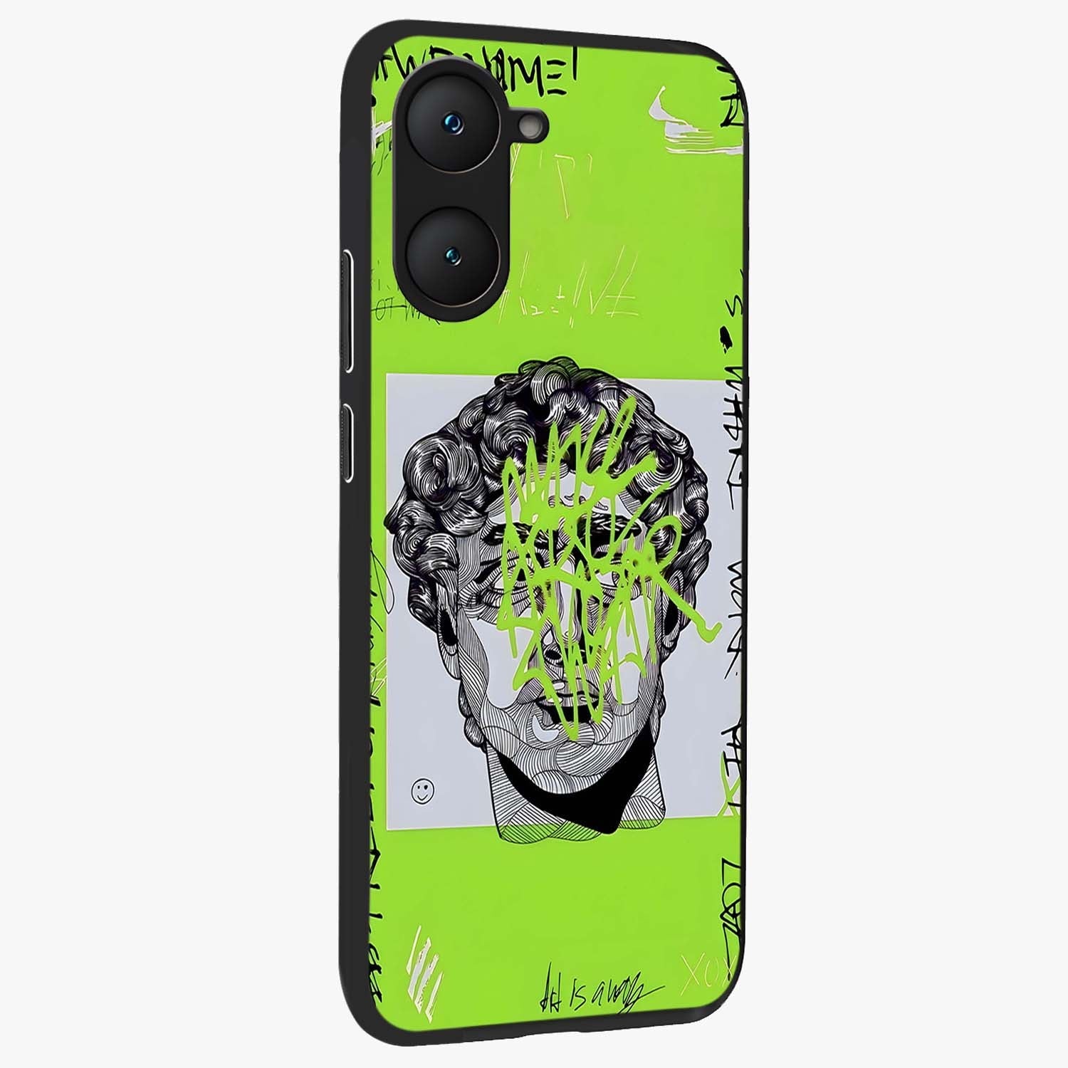 Neo Graffiti Rebellion Glass Case upright view showcasing colorful graffiti artwork with bold modern street style.
