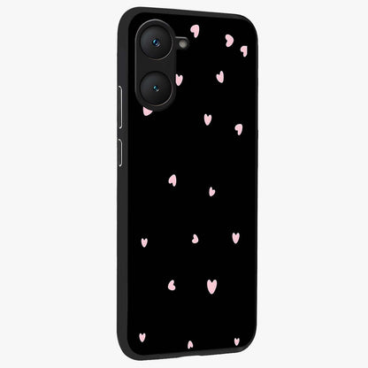 Pink Love Drops Glass Case upright view showcasing charming heart drop artwork with romantic playful theme.