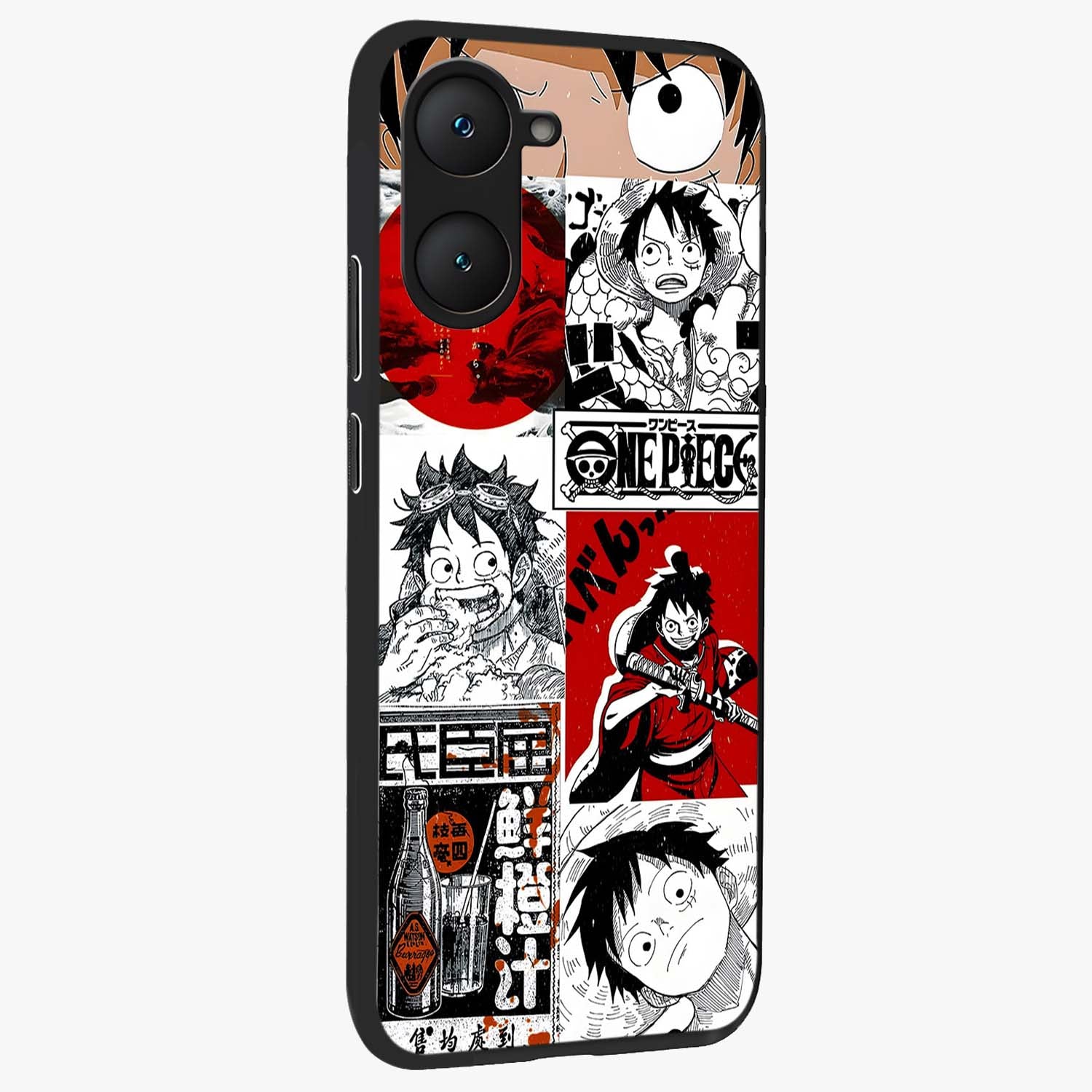 Strawhat Chaos Panels Glass Case upright view showcasing energetic anime artwork with bold adventure theme.