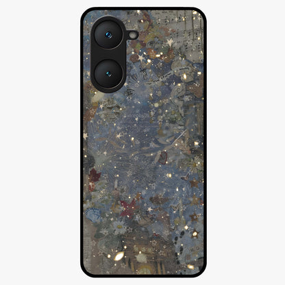 Aesthetic Astrolophia Glass Case showing flat back view with dreamy aesthetic design and glossy glass finish.