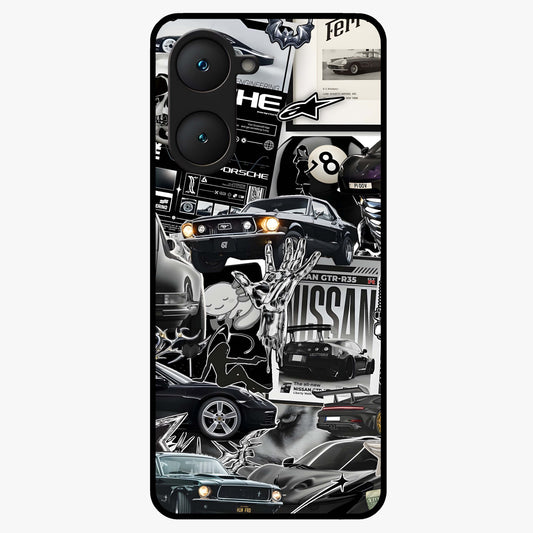 Aesthetic Dark Love Glass Case showing flat back view with dark romantic artwork and glossy glass finish.