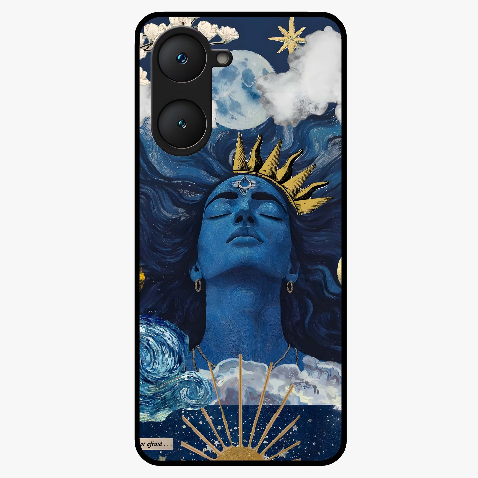 Aesthetic Lord Shiva Glass Case showing flat back view with divine Shiva artwork and glossy glass finish.