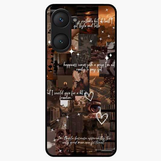 Bittersweet Aesthetic Chaos Glass Case showing flat back view with artistic chaotic aesthetic design and glossy glass finish.
