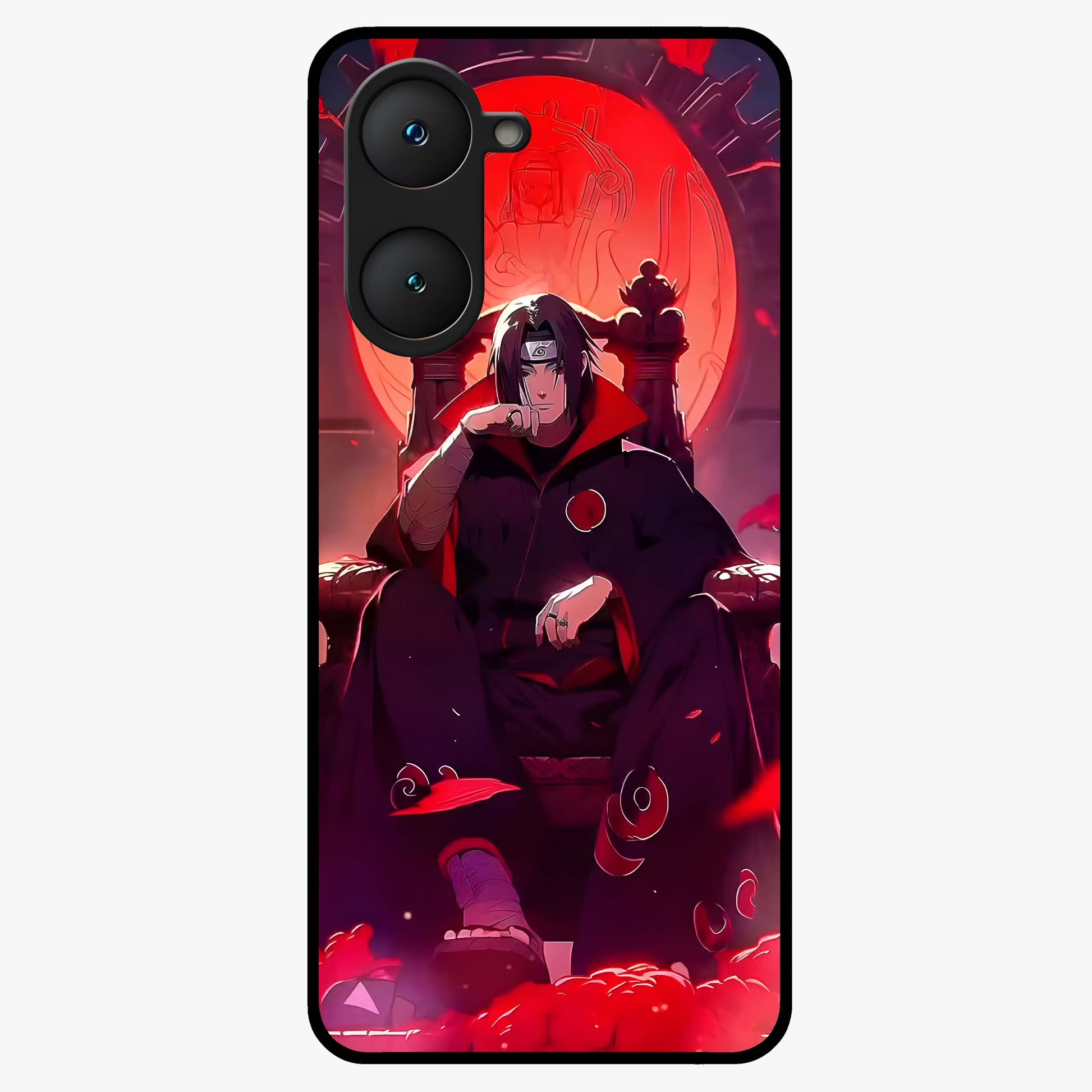 Blood Moon Sovereign Glass Case showing flat back view with mystical blood moon artwork and glossy glass finish.