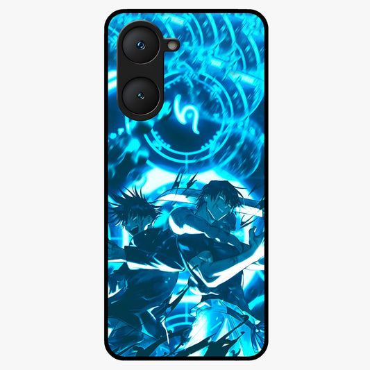 Cursed Energy Clash Glass Case showing flat back view with intense cursed energy artwork and glossy glass finish.