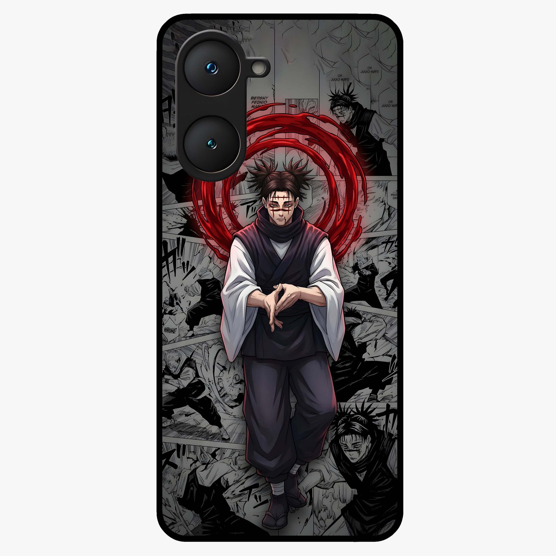Cursed Ritual Ascension Glass Case showing flat back view with dark ritual themed artwork and glossy glass finish.
