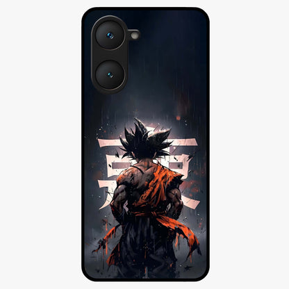 Dark Warrior In Rain Glass Case showing flat back view with warrior artwork in rainy atmosphere and glossy glass finish.