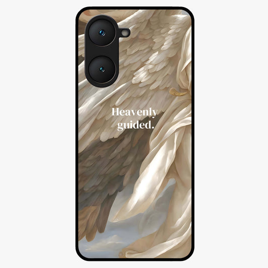 Divine Winged Grace Glass Case showing flat back view with elegant wing inspired artwork and glossy glass finish.