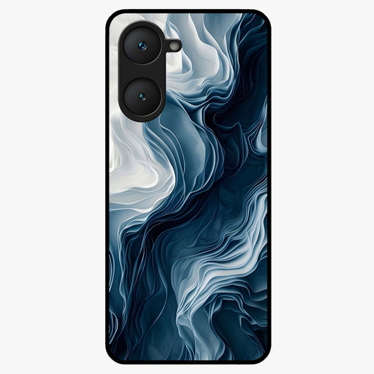 Ethereal Paper Marble Glass Case showing flat back view with soft marble paper texture artwork and glossy glass finish.