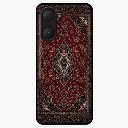 Heritage Carpet Royale Glass Case showing flat back view with ornate Persian carpet inspired pattern and glossy glass finish.