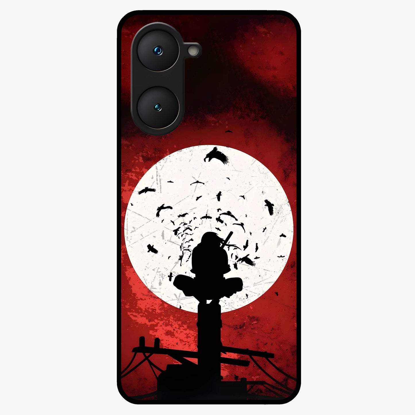Itachi Limited Edition Naruto Anime Glass Case showing flat back view with iconic anime character artwork and glossy glass finish.