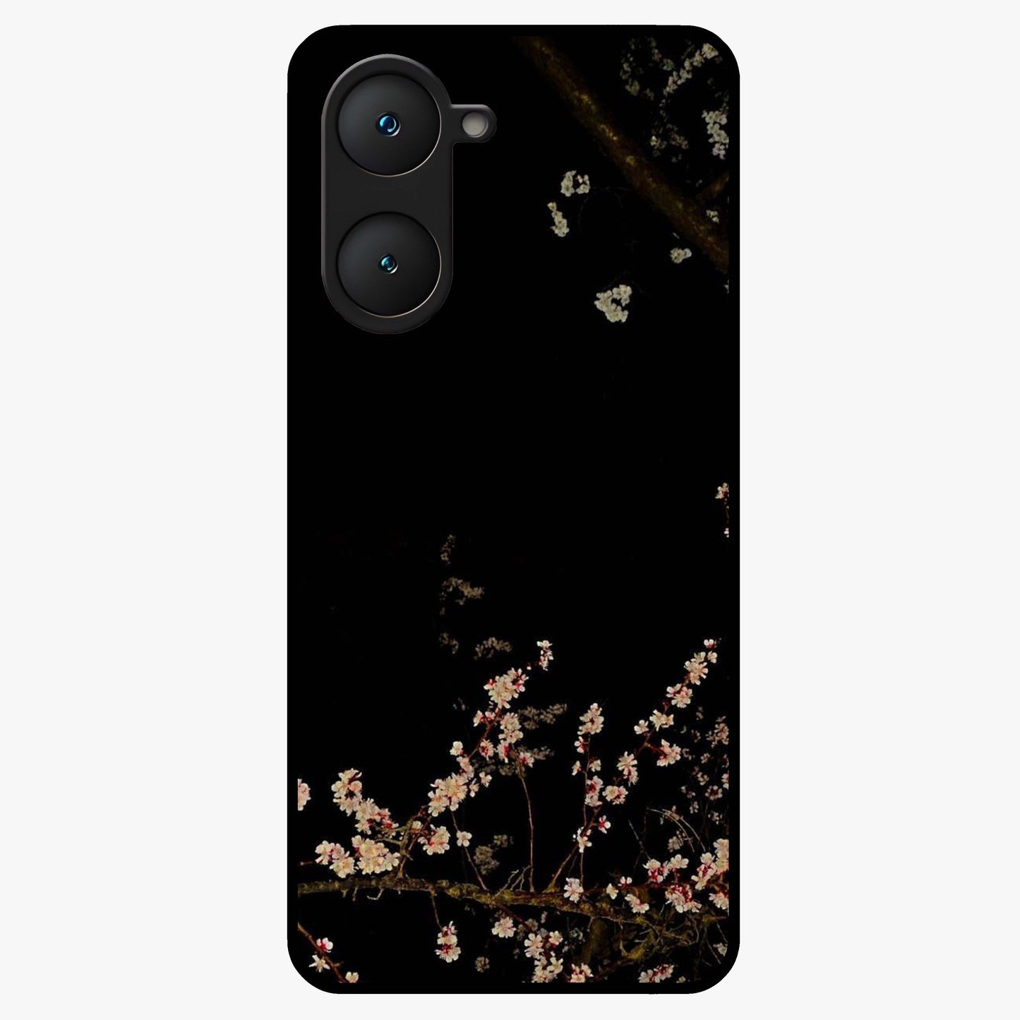 Petal Moon Light With Custom Name Glass Case showing flat back view with floral moonlight artwork and personalized name design.