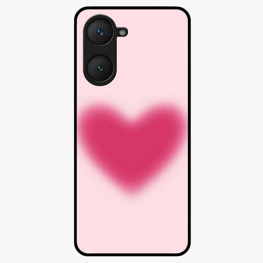 Pink Aura Heart Glass Case showing flat back view with glowing heart artwork and glossy glass finish.
