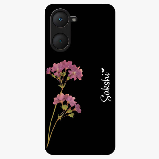 Riching Lavender Flower Custom Name Glass Case showing flat back view with lavender floral artwork and personalized name design.