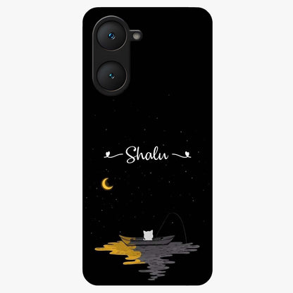 Silent Night Row Glass Case showing flat back view with calm night themed artwork and glossy glass finish.