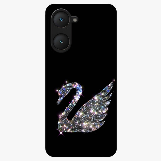 Starlit Swan Grace Glass Case showing flat back view with graceful swan artwork under starry sky and glossy glass finish.