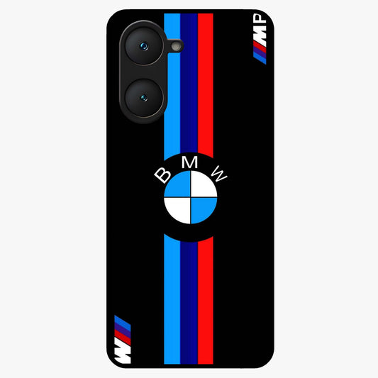 Turbo BMW Beast Glass Case showing flat back view with high performance sports car artwork and glossy glass finish.