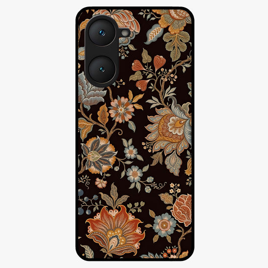 Vintage Floral Dream Glass Case showing flat back view with classic floral artwork and glossy glass finish.